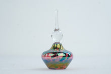 Load image into Gallery viewer, Roger Vines Signed Iridescent Art Glass Perfume Bottle 2006 Purple Green 4 Inch