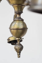 Load image into Gallery viewer, Vintage Brass 6 Light Chandelier - Down Lights