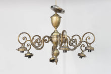 Load image into Gallery viewer, Vintage Brass 6 Light Chandelier - Down Lights