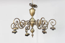 Load image into Gallery viewer, Vintage Brass 6 Light Chandelier - Down Lights