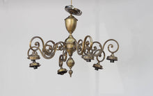 Load image into Gallery viewer, Vintage Brass 6 Light Chandelier - Down Lights