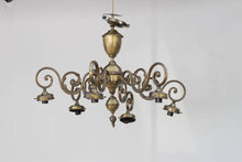 Load image into Gallery viewer, Vintage Brass 6 Light Chandelier - Down Lights