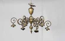 Load image into Gallery viewer, Vintage Brass 6 Light Chandelier - Down Lights