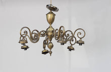 Load image into Gallery viewer, Vintage Brass 6 Light Chandelier - Down Lights