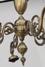 Load image into Gallery viewer, Vintage Brass 6 Light Chandelier - Down Lights