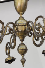 Load image into Gallery viewer, Vintage Brass 6 Light Chandelier - Down Lights