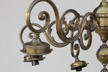 Load image into Gallery viewer, Vintage Brass 6 Light Chandelier - Down Lights