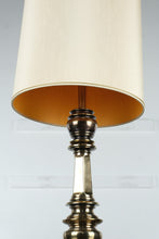 Load image into Gallery viewer, Vintage Brass Table Lamp with Shade – Elegant Turned Design, Cleaned Finish