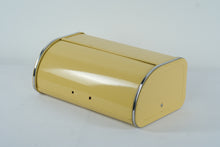 Load image into Gallery viewer, Vintage Mid-Century Metal Bread Box – Retro Yellow with Chrome Trim