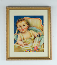 Load image into Gallery viewer, Vintage Charlotte Becker Baby Print – Framed 18.25" x 23.5" Nursery Art