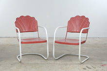 Load image into Gallery viewer, Pair of Vintage Pink Metal Cantilever Patio Armchairs