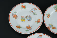 Load image into Gallery viewer, Vintage Rudolstadt Germany Child’s Porcelain Dessert Plates – Set of 5 – Playful Children with Strawberry Border