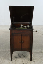 Load image into Gallery viewer, Antique 1920s Cabinet Phonograph Hand Crank Record Player Wood Console