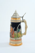 Load image into Gallery viewer, Vintage AJ Thewalt 1205 German Hunting Beer Stein Pewter Lid 1 Liter
