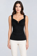 Load image into Gallery viewer, White House Black Market Black Cowl Neck Keyhole Top Medium