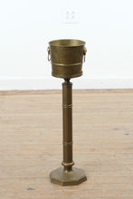 Load image into Gallery viewer, Vintage Brass Jardiniere Ice Bucket on Stand Hong Kong Pedestal