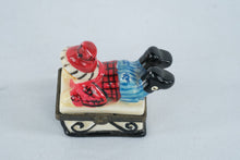 Load image into Gallery viewer, Christmas Winter Child Figurine Hinged Trinket Box with Miniature Mittens