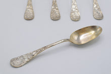Load image into Gallery viewer, Wood and Hughes Sterling Silver Gilt Serving Spoons Set of 5 Circa 1890