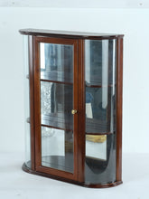 Load image into Gallery viewer, Curved Glass Wall Display Cabinet Wood Curio Shelf with Glass Door