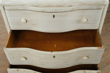 Load image into Gallery viewer, Vintage Waterfall Chest of Drawers in Distressed White Solid Wood