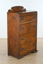 Load image into Gallery viewer, Art Deco Burlwood Chest of Drawers with Sculpted Crest