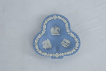 Load image into Gallery viewer, Pair Wedgwood Jasperware Blue Tri-Section Pin Dishes 4.5” England Classical Relief