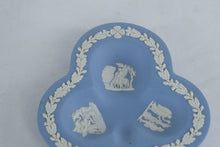 Load image into Gallery viewer, Pair Wedgwood Jasperware Blue Tri-Section Pin Dishes 4.5” England Classical Relief