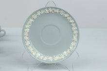 Load image into Gallery viewer, Wedgwood Queensware Celadon Green Cream Soup Bowls Saucers Set of 8 Vintage