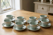 Load image into Gallery viewer, Wedgwood Etruria Barlaston Queensware Celadon Green Tea Cups Saucers Set of 8