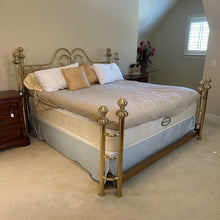 Load image into Gallery viewer, Wesley Allen King Size Brass Metal Bed Frame Traditional Scroll Headboard