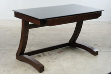 Load image into Gallery viewer, Whalen Contemporary Wood Writing Desk with Black Glass Top