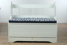 Load image into Gallery viewer, Painted Pine Storage Bench with Slatted Back