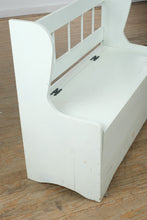 Load image into Gallery viewer, Painted Pine Storage Bench with Slatted Back