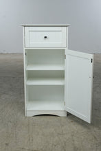 Load image into Gallery viewer, White Narrow Bathroom Storage Cabinet with Drawer and Shelves