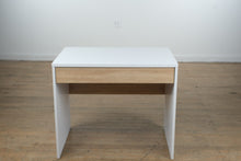 Load image into Gallery viewer, Modern White Desk with Wood-Tone Drawer