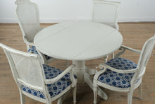Load image into Gallery viewer, Antique-Style Painted Drop-Leaf Dining Table with Mixed Cane-Back Chairs, 5-Piece Set
