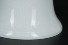 Load image into Gallery viewer, White Porcelain Christmas Bell 1973– Multilingual Holiday Message, Embossed Relief Scene, Crown Top