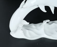 Load image into Gallery viewer, Rare Kaiser Triple Dolphin Figurine – Glossy White Porcelain, West Germany