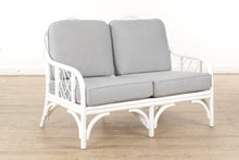 Load image into Gallery viewer, White Rattan Loveseat - New Custom Cushions