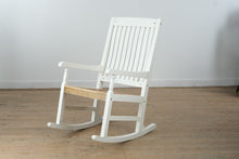 Load image into Gallery viewer, White Painted Wood Slat Back Rocking Chair with Natural Wood Seat