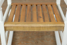 Load image into Gallery viewer, White Painted Wood Slat Back Rocking Chair with Natural Wood Seat