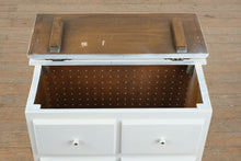 Load image into Gallery viewer, Vintage Painted Pine Tilt Top Hamper Cabinet Six Drawer Front Storage Chest