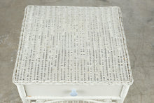Load image into Gallery viewer, White Wicker Rattan One Drawer Side Table with Shelf