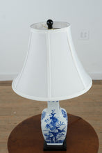 Load image into Gallery viewer, Blue and White Porcelain Vase Lamp – 24" Chinoiserie Table Lamp with Floral Design