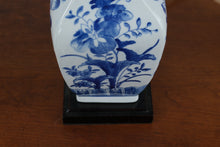Load image into Gallery viewer, Blue and White Porcelain Vase Lamp – 24" Chinoiserie Table Lamp with Floral Design