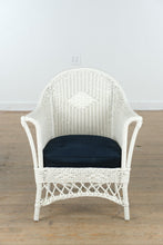 Load image into Gallery viewer, White Wicker Armchair with Heavy Metal Frame