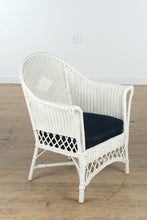 Load image into Gallery viewer, White Wicker Armchair with Heavy Metal Frame
