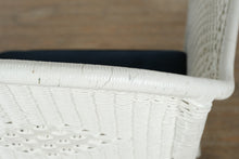 Load image into Gallery viewer, White Wicker Armchair with Heavy Metal Frame