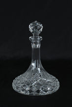 Load image into Gallery viewer, Cut Lead Crystal Ship Decanter 10” Mushroom Stopper Diamond & Fan Cut Waterford Style