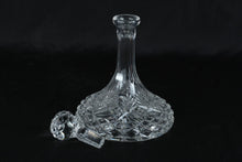 Load image into Gallery viewer, Cut Lead Crystal Ship Decanter 10” Mushroom Stopper Diamond & Fan Cut Waterford Style